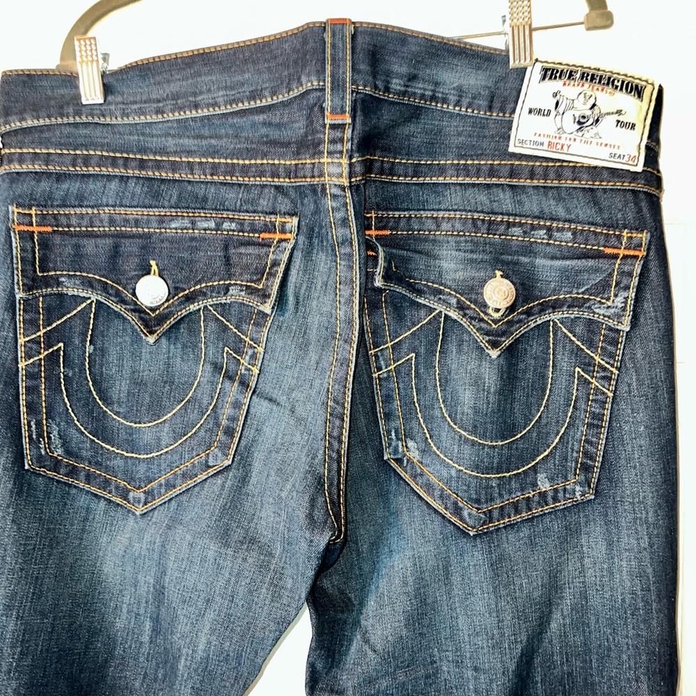 True Religion Men’s Dark Blue Denim with Contrast Stitching
